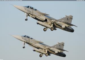 Jas-39C Gripen 9236 start večerní hotovosti na LKPD